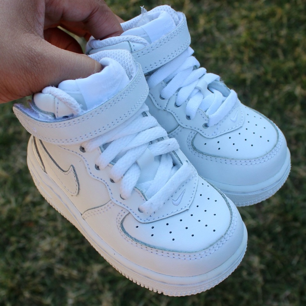 Nike Air Force 1 Mid LE Toddler Sneakers All White Sz 5C